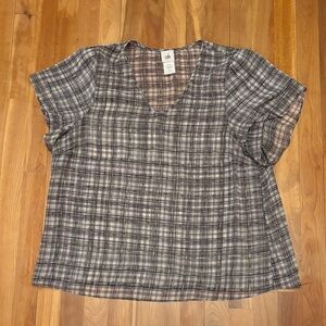 CAbi Black and White Checkered Blouse